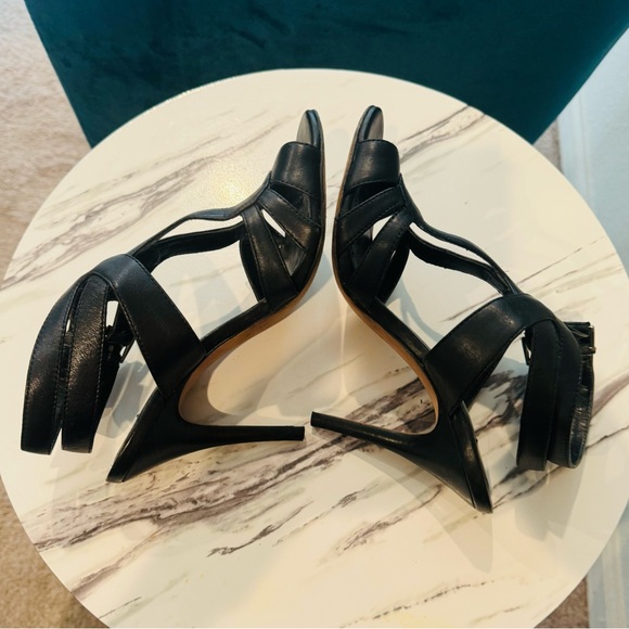Classiques Entier Black High Heels All Leather Double Ankle Strap Size 6.5M - Picture 3 of 5